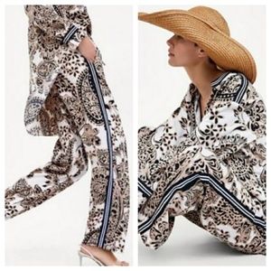 NEW Zara Paisley Print Trousers with Side Stripe